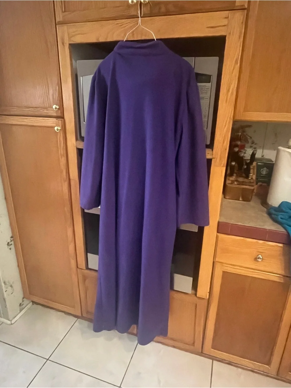 Purple Embroidered Yoke Long Robe 1X